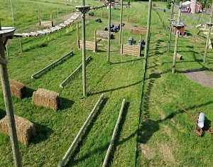 Aerial view of Hellerick's Family Farm Obstacle Course, one of the best outdoor activities in PA