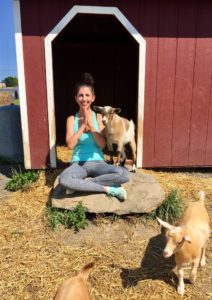 Yogi at Bucks County Goat Yoga class