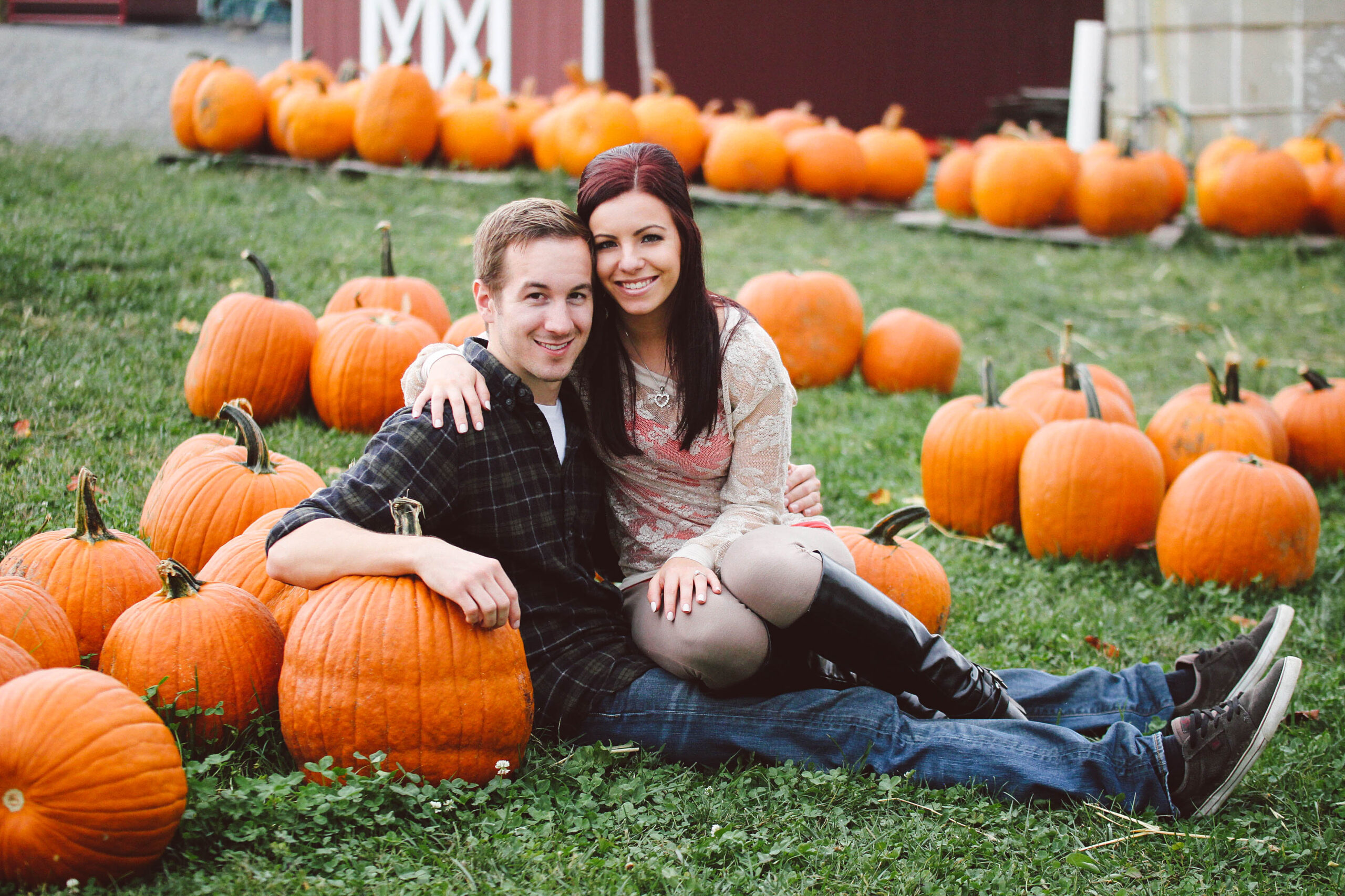 Professional photoshoot in pumpkin patch