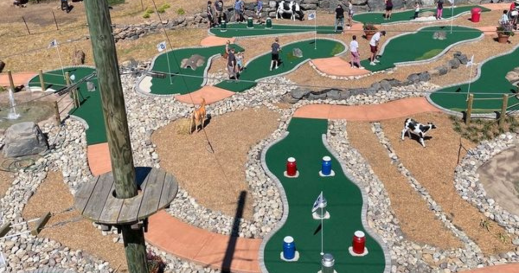 aerial view of the 18-hole mini golf course at Hellerick's Adventure Farm